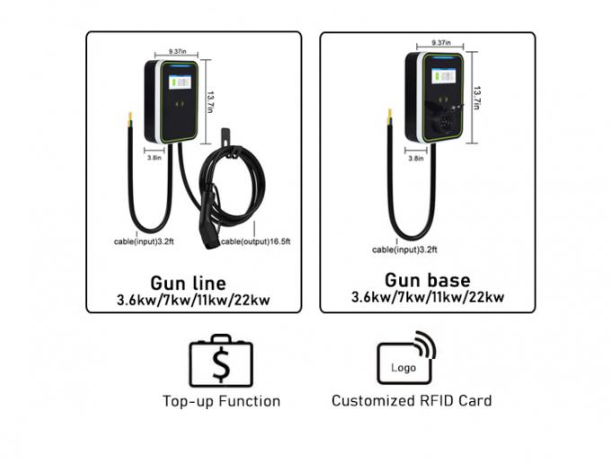 Linea della pistola del caricatore di Wallbox dell'automobile elettrica di EV-HW con lo schermo 7KW 2